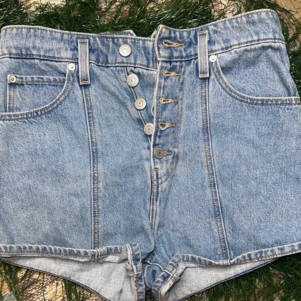 Levi's Light Blue Button-Fly Denim Shorts